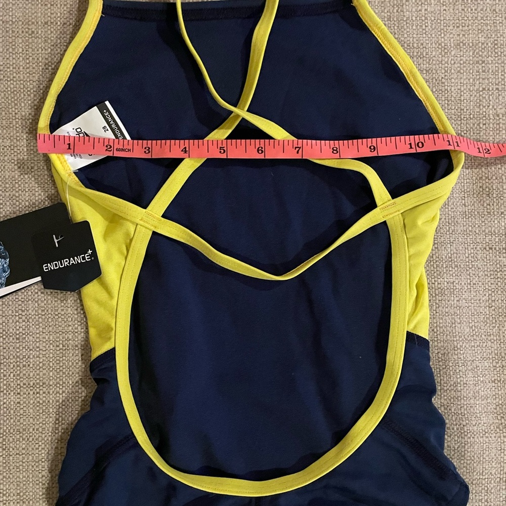 Speedo Endurance+ One Piece Swimsuit Women’s US Size 28 (XXS) Blue Gold - Picture 10 of 11